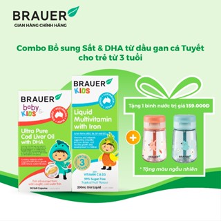 Combo Bổ sung Sắt & DHA từ dầu gan cá Tuyết cho trẻ từ 3 tuổi(200ml&90 viên)