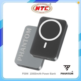 Cục tích điện không dây PHANTOM P59W 10000mAh TypeC PD 20W Sạc Từ 15W Có 3C Vỏ Kim loại nguyên khối - Nhất Tín 