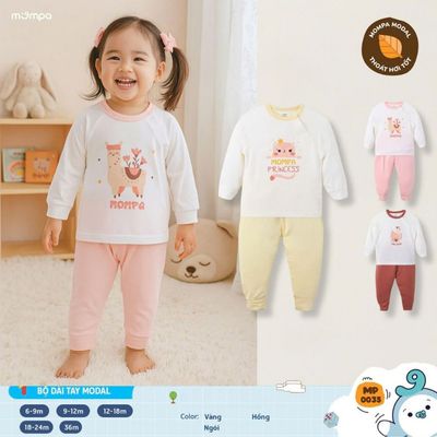 Đồ bộ bé gái Mompa dài tay mỏng 6 tháng - 3 tuổi vải Modal thấm hút mềm mại 0035