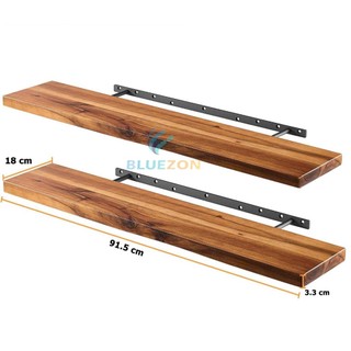  Combo 2 kệ gỗ treo tường trang trí dài 91.5cm kèm chốt âm tường chữ U phụ kiện vít tắc kê 