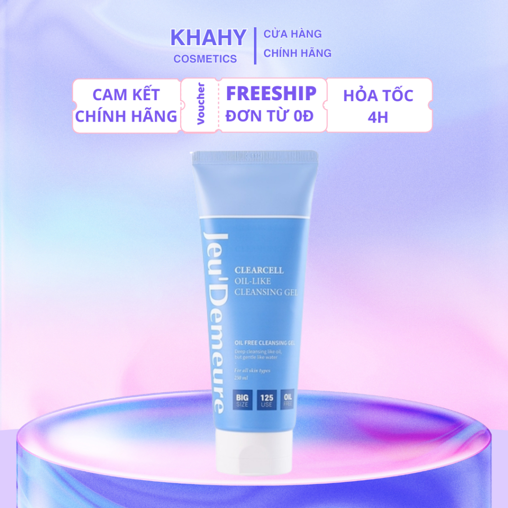 Gel rửa mặt tẩy trang 2in1 Jeu'Demeure chiết xuất rau má, làm sạch lớp makeup 250ml