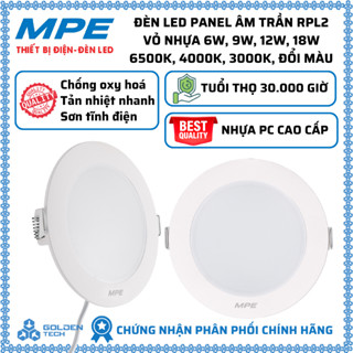 Đèn Led Panel âm trần vỏ nhựa RPL2 MPE 6W, 9W, 12W, 18W 6500K, 4000K, 3000K, đổi 3 màu