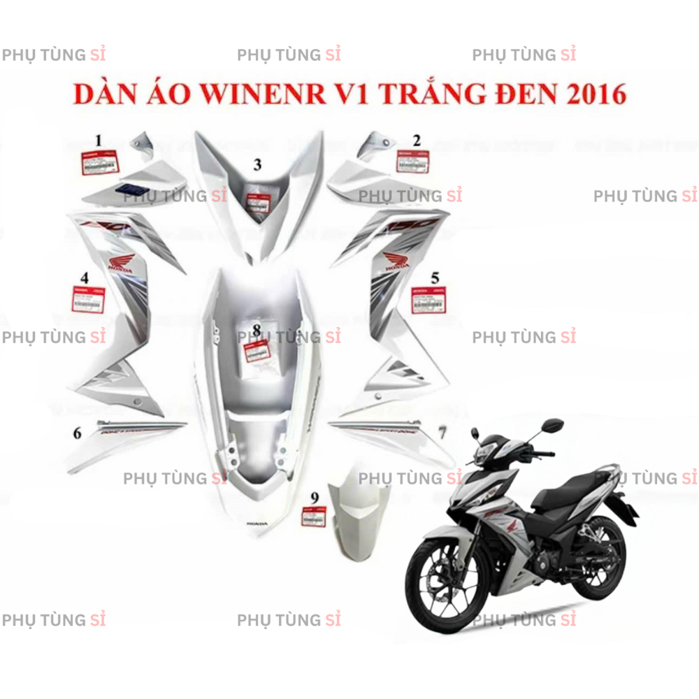 DÀN ÁO WINNER V1 TRẮNG 2016 ZIN HÃNG HONDA