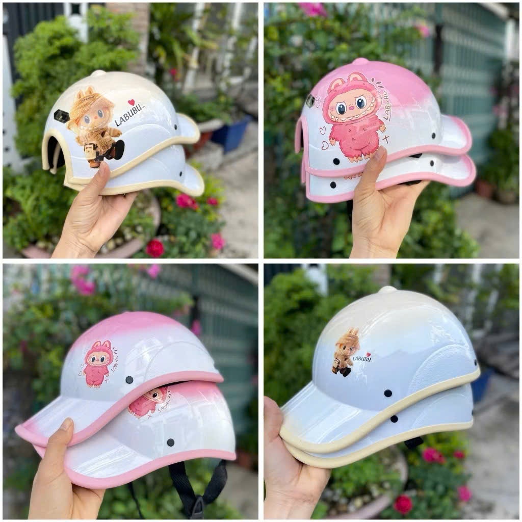 Nón Kết Gấu Dâu 2 Màu Dễ Thương,Mũ Bảo Hiểm Lưỡi Trai Gấu Dâu Có Khoét Lỗ Sao