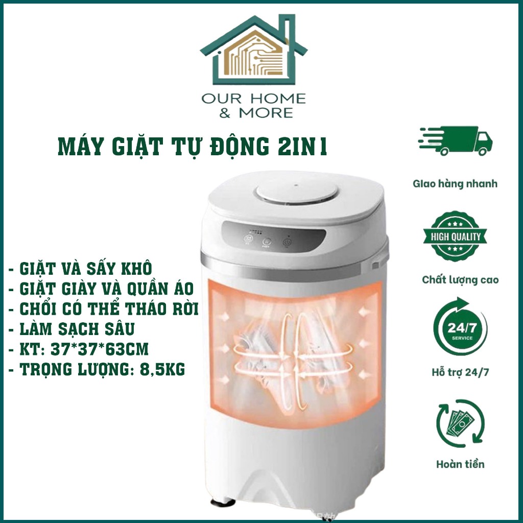 Máy giặt mini gia đình, máy giặt mini kèm sấy giặt được cả quần áo và giày, máy giặt đồ sơ sinh