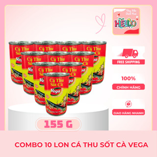  Combo 10 Lon  Cá Thu Kim Sốt Cà VEGA 155g – Đậm Đà Giàu Dinh Dưỡng – Giàu Protein- Món Ăn Tiện Lợi 