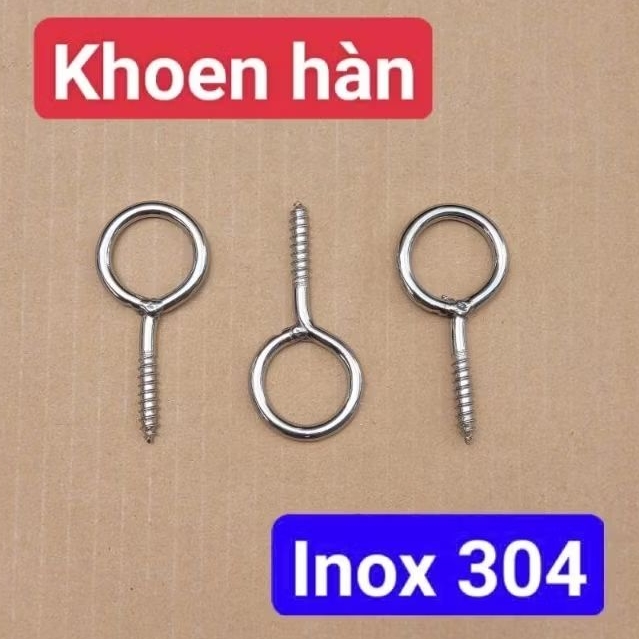 Khoen móc tròn vặn inox 304 không rỉ sét, khoen hàn đủ size
