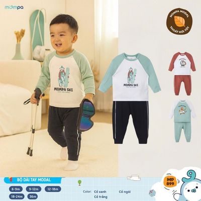 Đồ bộ bé trai Mompa dài tay 6 tháng - 3 tuổi vải Modal thấm hút mềm mại 899
