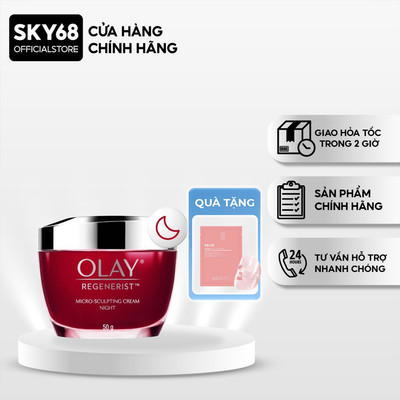 [ Mua 1 Tặng 1 Mask] Kem Dưỡng Olay Regenerist Ngừa Lão Hóa Da Ban Đêm 50g Regenerist Micro-Sculpting Cream Night 50g