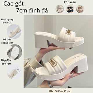  Dép sandal nữ đính đá dép cao gót nữ 7cm Đức Phúc 2025 