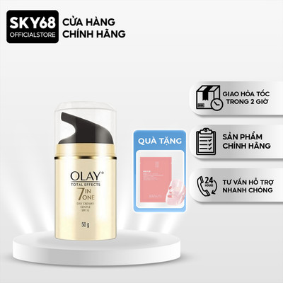 [Mua 1 Tặng 1 Mask] Kem Dưỡng Ẩm OLAY TOTAL EFFECTS Ban Ngày Phục Hồi & Làm Chậm 7 Dấu Hiệu Lão Hóa SPF 15 50G