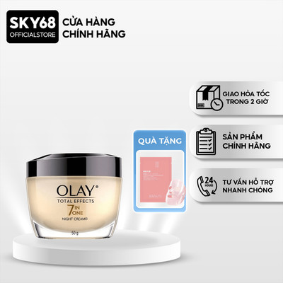 [Mua 1 Tặng 1 Mask] Kem Dưỡng Ẩm OLAY TOTAL EFFECTS Ban Đêm Phục Hồi & Làm Chậm 7 Dấu Hiệu Lão Hóa 50G