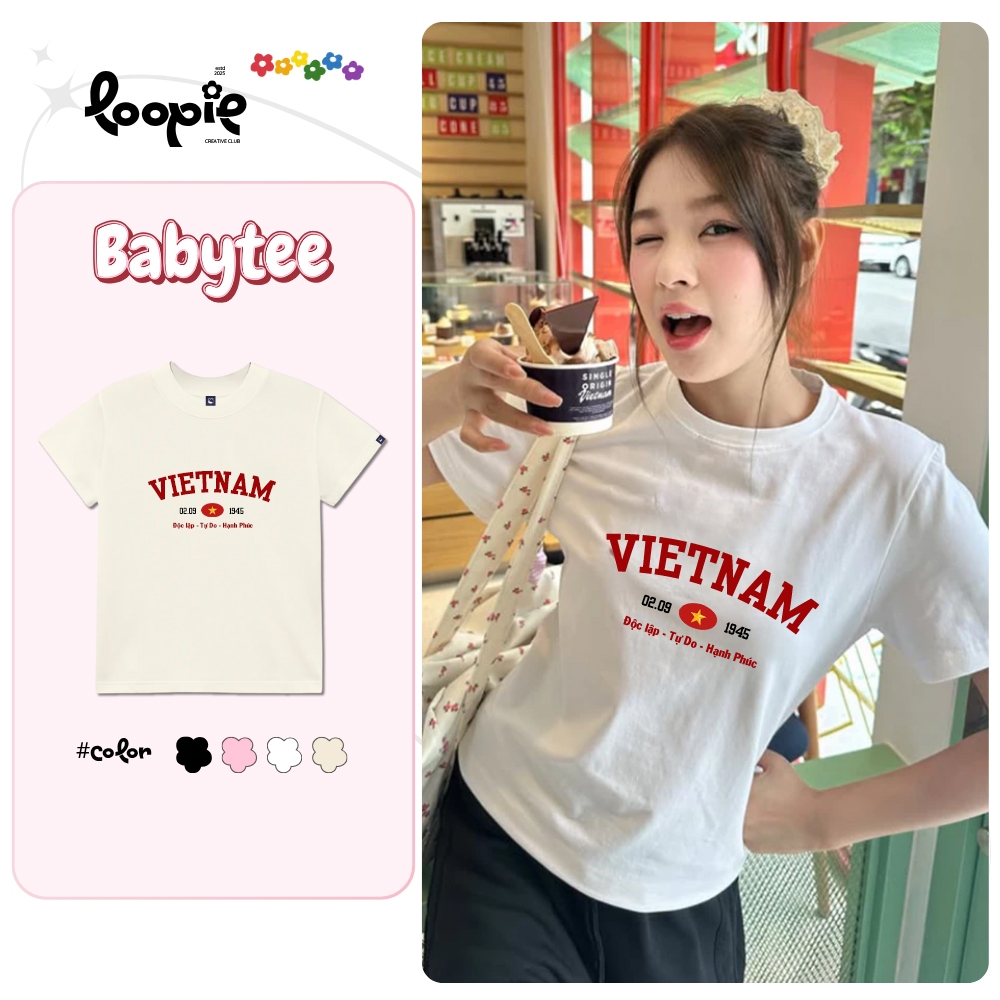 Áo Thun Nữ Baby Tee By Loopie Club BST39 Mã Việt Nam Tự Do Chất Cotton Thoáng Mát Phong Cách Hàn Quố