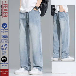 Quần jean ống rộng Nam SW01 dáng baggy suông màu xanh wash vintage chất demin top xu hướng Retro hotrend 2025 - Helloyou