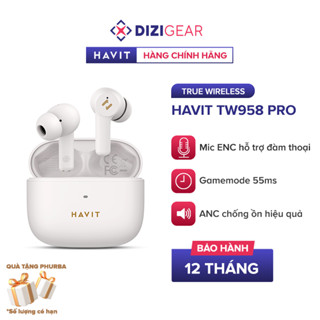 [Tặng quà Phurba] Tai Nghe True Wireless HAVIT TW958 Pro, 2 Mic ENC + Hỗ Trợ ÃNC , Nghe Đến 32H - Chính Hãng Dizigear