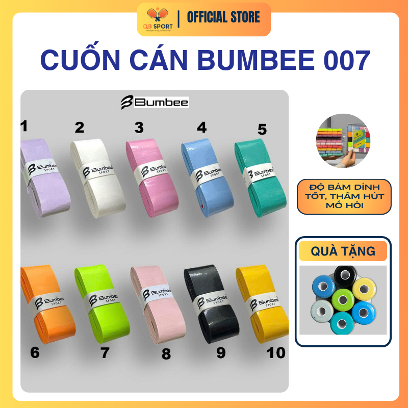 Combo quấn cán cầu lông - pickleball bumbee AS007 vỉ 10 chiếc TÚI ZIP tiện lợi