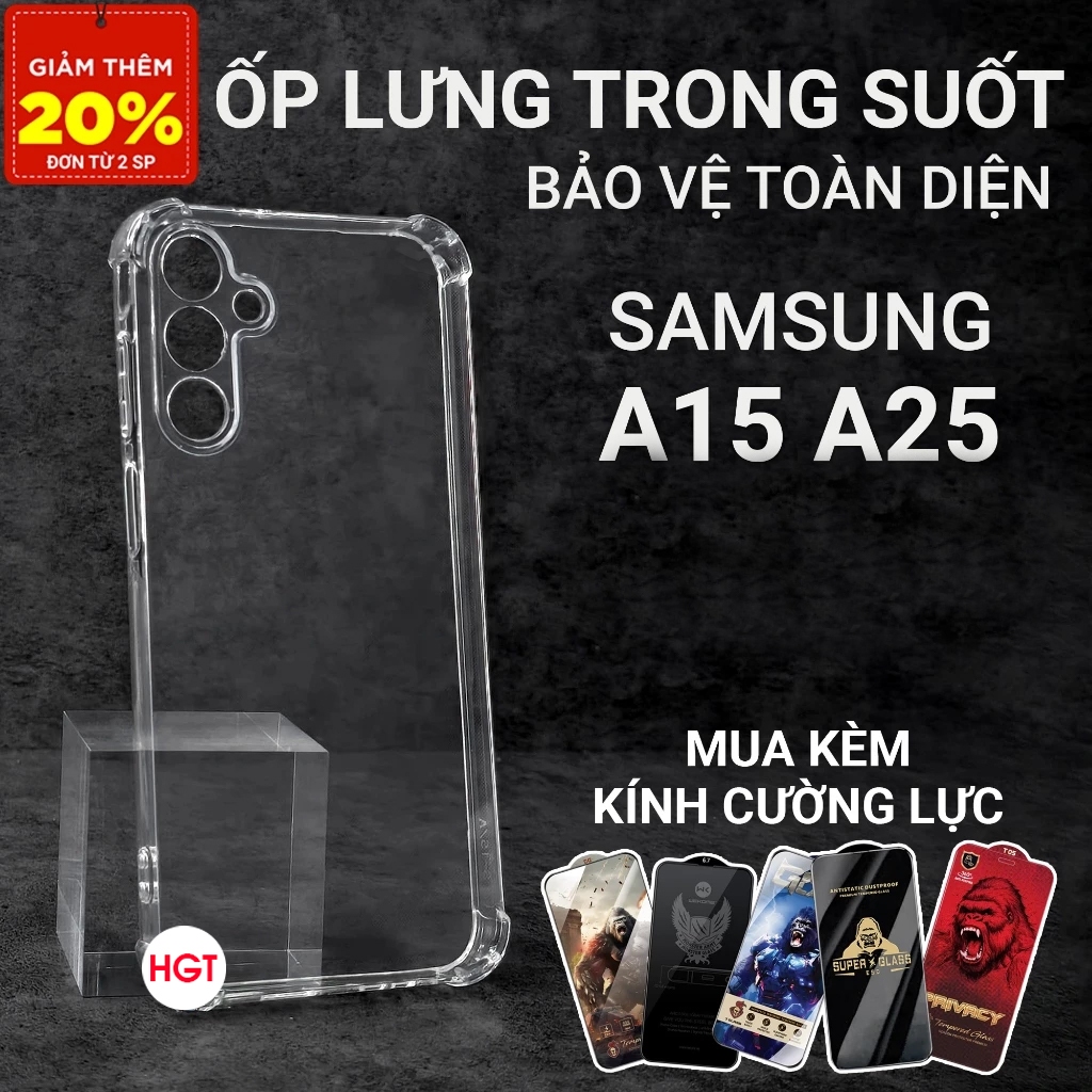 Ốp lưng Samsung A15 - A25 và kính cường lực nhiều serri