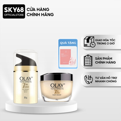 [Tặng 1 Mask] COMBO 2 Kem Dưỡng Ngày & Đêm Phục Hồi & Ngăn 7 Dấu Hiệu Lão Hóa OLAY TOTAL EFFECTS 50G X2