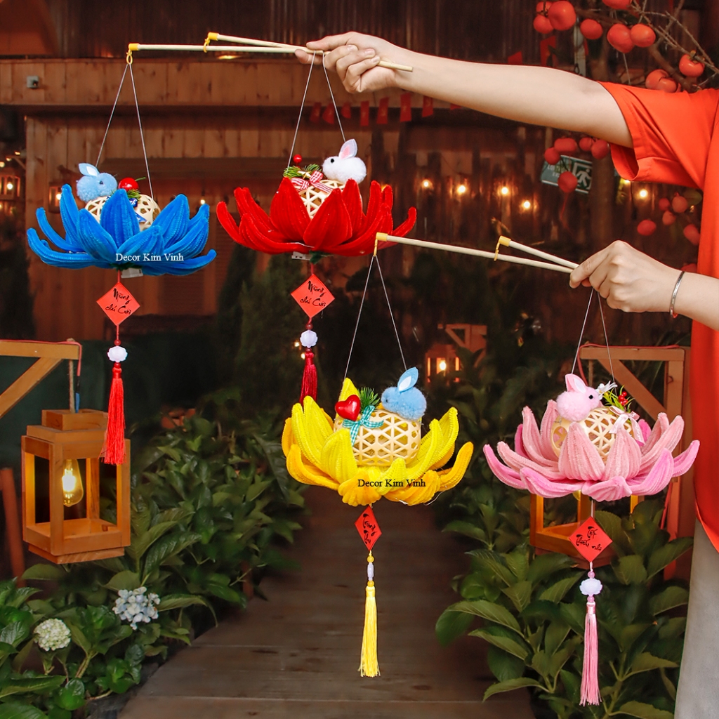 Lồng Đèn Trung Thu Hoa Sen Thỏ TT59 (MÀU NGẪU NHIÊN) Siêu Dễ Thương Cho Bé Vui Trung Thu