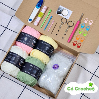  Bộ nguyên liệu học móc len căn bản có tài liệu hướng dẫn chi tiết dành cho người mới học móc len Cỏ Crochet 