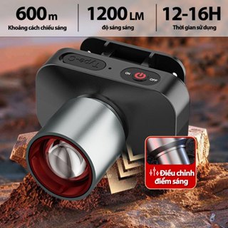 Đèn pin đội đầu 5000mAh Đèn câu cá có thể sạc lại USB năm đầu Đèn pha chống nước tầm xa để câu cá ban đêm Đa Năng