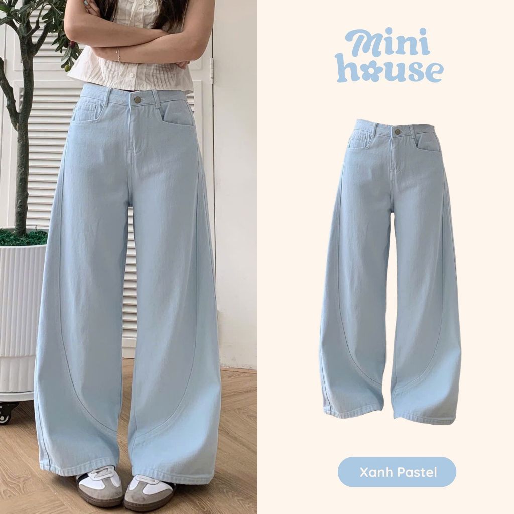 𝐌𝐢𝐧𝐢 𝐇𝐨𝐮𝐬𝐞 - Quần ống rộng nữ kaki màu XANH PASTEL phối đồ mùa hè Woman Pants MINI32 XANH | BigBuy360 - bigbuy360.vn