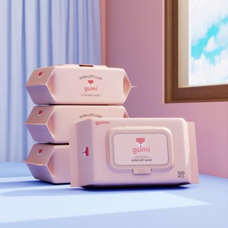 Thùng 10 gói khăn ướt Gumi 80 Tờ không cồn có mùi thơm dịu nhẹ