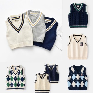 (Video) Áo gile len bé trai phối cổ tim phong cách Hàn Quốc công tử soái ca 0-14 tuổi cực đẹp có size đại GL4