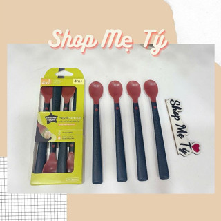 (Có tách lẻ) Thìa Ăn Dặm Khuấy Sữa Báo Nóng Cho Bé Tommee Tippee Heat Sense (Set 4 Thìa mẫu mới)