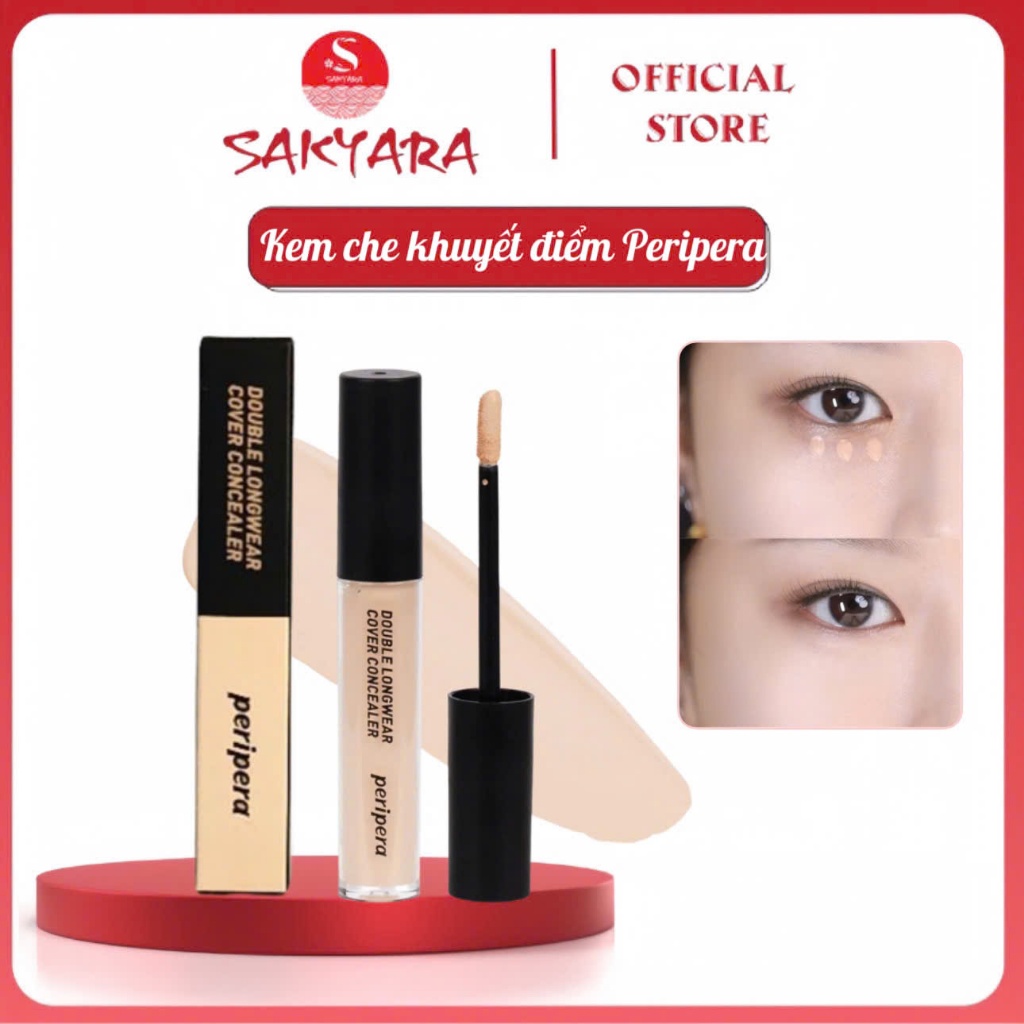 Kem Che Khuyết Điểm Peripera Double Longwear Cover Concealer che phủ cùng bám sát, bền chặt trên da