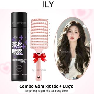  Gôm xịt tóc giữ nếp tóc nữ và lược tạo phồng keo xịt dạng mềm tạo kiểu và giữ nếp tóc uốn xoăn tự nhiên bồng bềnh ILY 