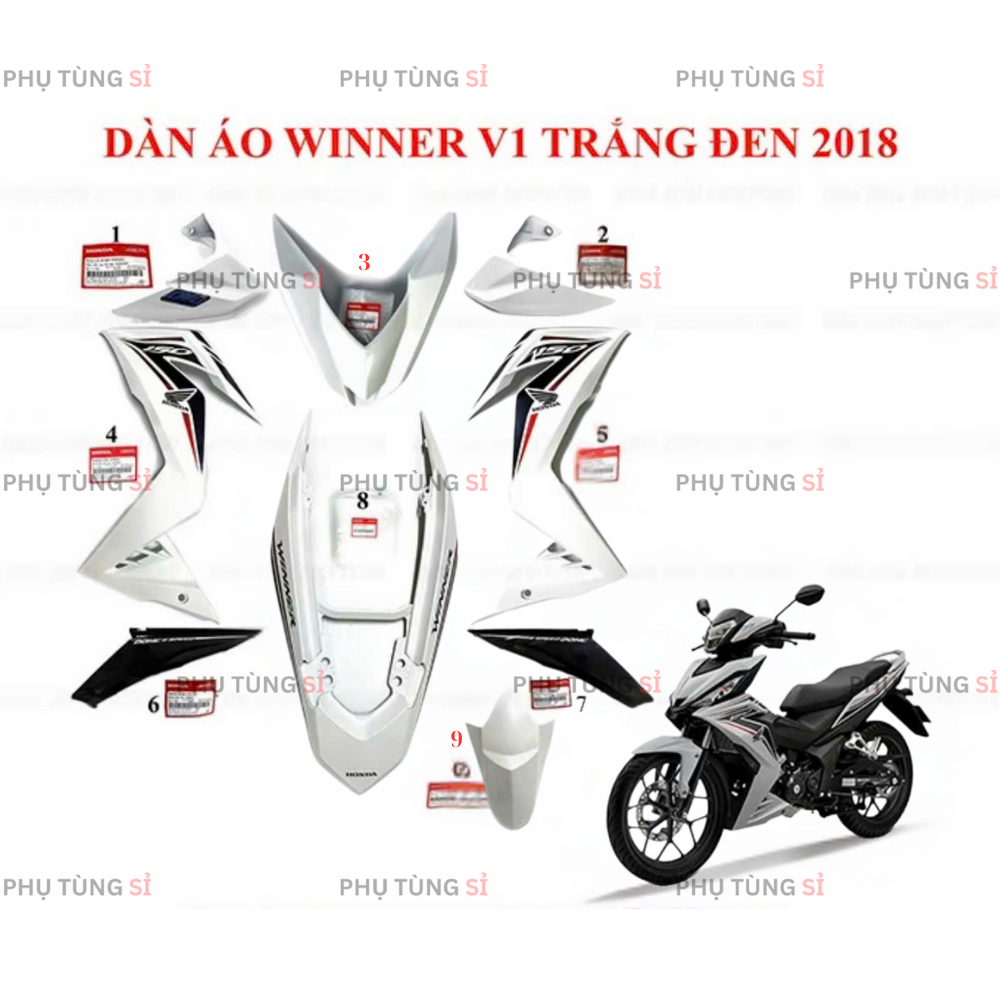 DÀN ÁO WINNER V1 TRẮNG 2018 ZIN HÃNG HONDA