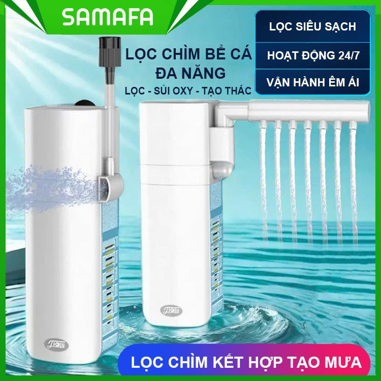Máy lọc chìm bể cá 4 trong 1 Jialu, kết hợp thác mưa, tạo oxy, thổi luồng, lọc sạch cặn