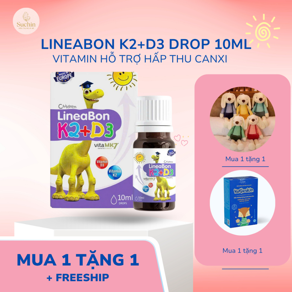 [mua 1 tặng 2] Lineabon D3K2 10ml,Vitamin hỗ trợ hấp thu canxi cho bé