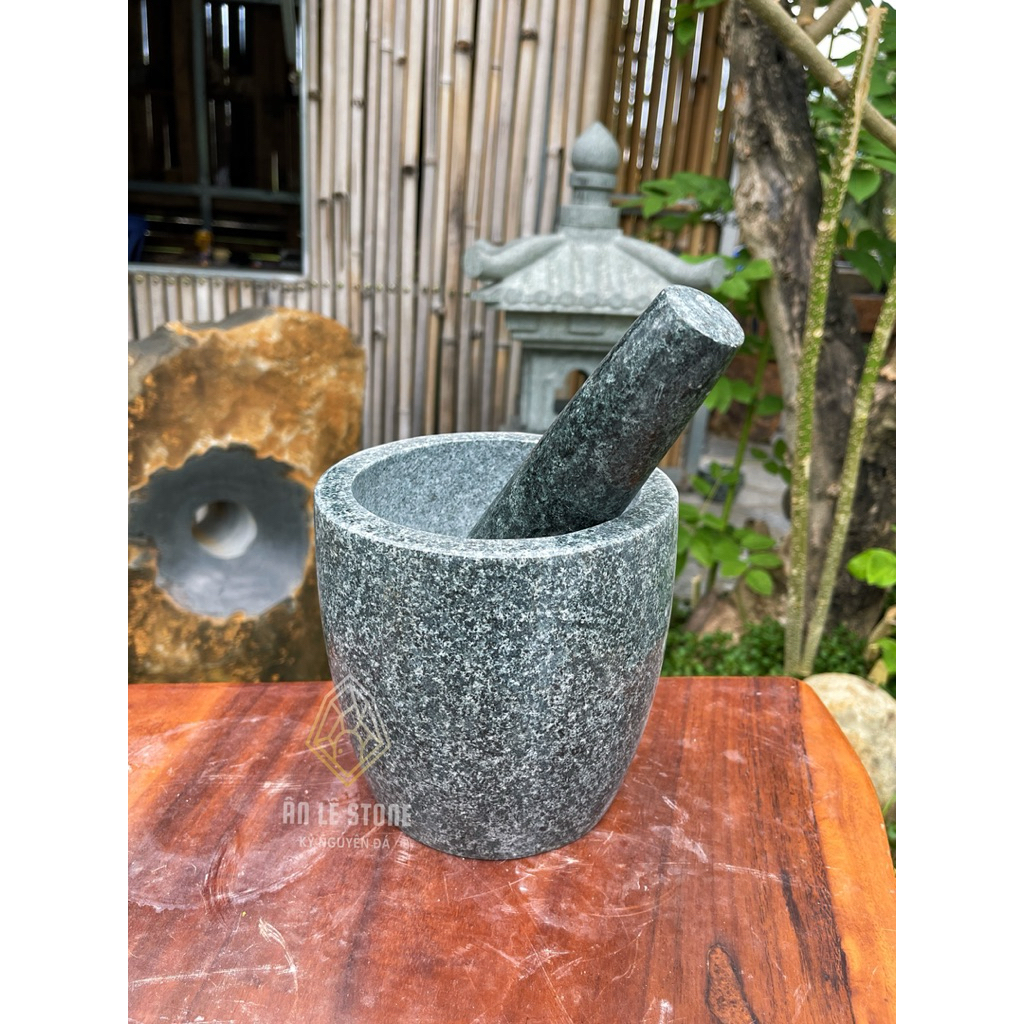 Bộ Cối Chày Đá Tự Nhiên Mẫu Cao Đánh Bóng Tự Nhiên