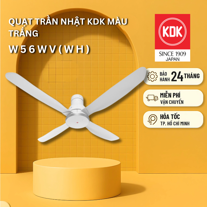 Quạt trần KDK màu Trắng W56WV(WH) - Bảo Hành Chính Hãng KDK