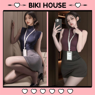  Đồ cosplay sexy thư ký body kèm bảng tên quyến rũ ngọt ngào váy công sở nữ dáng ôm gợi cảm cuốn hút BIKI HOUSE N319 