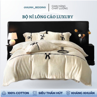  Bộ nỉ lông cáo luxury cao cấp mềm mịn ấm áp - Set 4 món gồm 2 vỏ gối 1 ga trải giường 1 vỏ chăn 