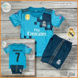   Trẻ Em  Bộ Quần Áo Bóng Đá Trẻ Em Real Madrid Màu Xanh – Ronaldo 7 – Hàng Thiết Kế Cao Cấp 