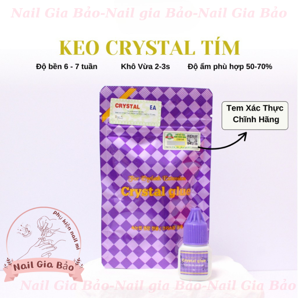 [ Giá Hủy Diệt ] Keo nối mi Crystal Glue Tím Chính Hãng - Khô 2-3s (5ml), keo nối mi, Dụng Cụ Nối Mi ( Gia Bảo )
