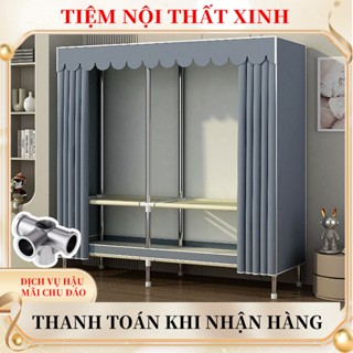  Tủ quần áo gia đình chắc chắn bền tủ vải khung thép tủ quần áo lắp ráp đơn giản tủ đựng quần áo treo 