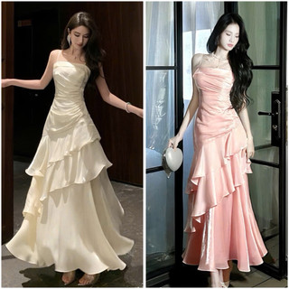 Đầm dự tiệc 2 dây xoè tầng chất phi lụa cao cấp siêu Hot
