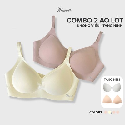 MUSTOTO COMBO 2 Áo Lót Tàng Hình Không Gọng Mút Nâng Vừa Tự Nhiên Mềm Mát (MA62)