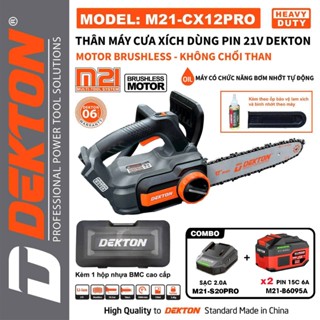 Máy cưa xích pin DEKTON M21-CX12PRO, Không chổi than Lam xích 12 inch, Bơm nhớt tự động