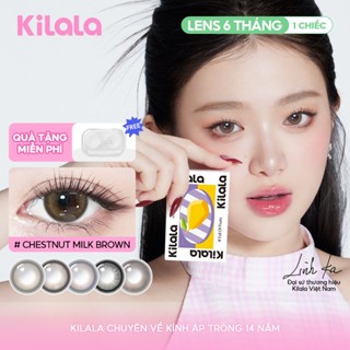 Kính áp tròng Kilala màu nâu Chestnut Milk Brown/White Peach Brownk DIA  lens cận 6 tháng có độ (Giá 1 chiếc)