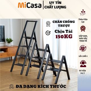  MICASA - THANG CHỮ A GẤP GỌN CÓ TAY VỊN 3 - 4 - 5 BẬC THÉP CHỐNG TRƯỢT - SƠN  HÀNG NHẬP KHẨU 