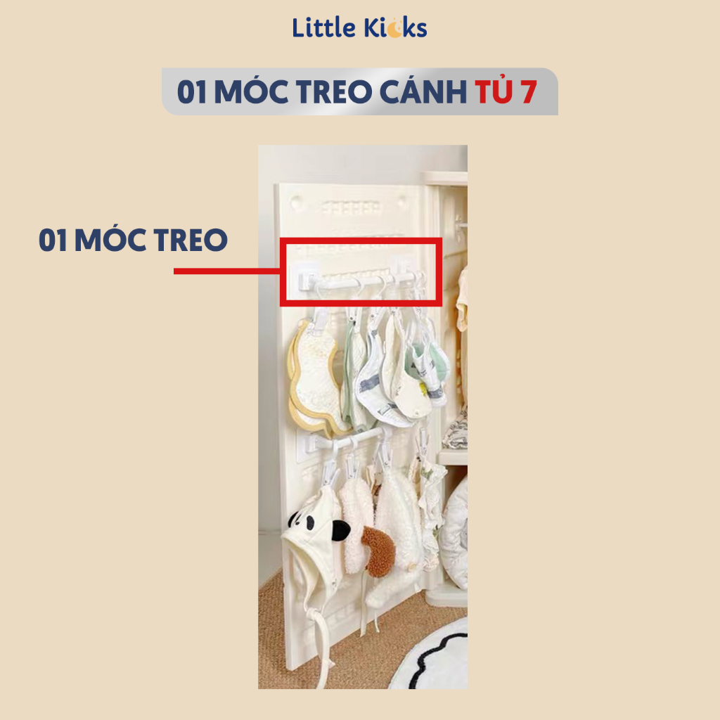 (Quà Tặng Không Bán) Móc Treo Cánh Tủ 7 Little Kicks - Treo Đồ Dùng Cho Bé