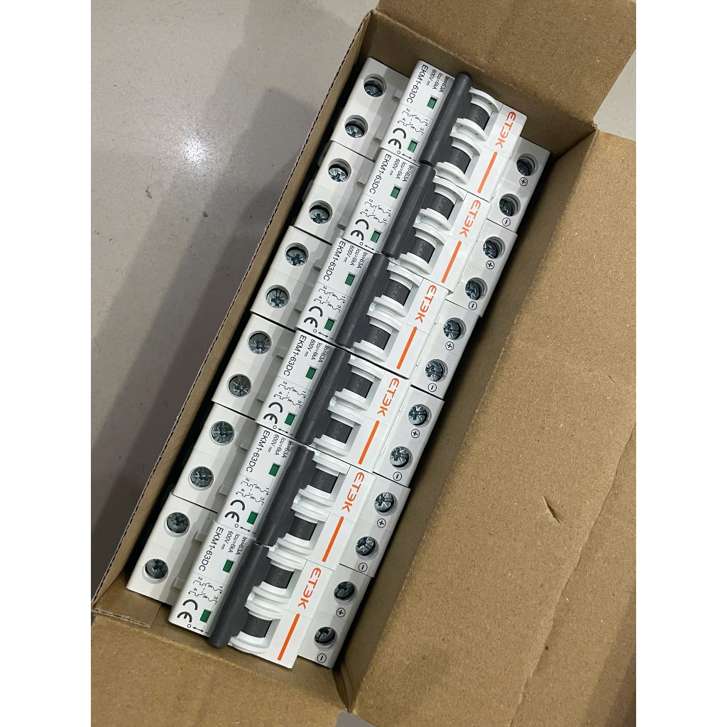 [HỘP 6 CÁI] MCB DC,CB DC, APTOMAT DC ETEK 63A , 63 VDC , cầu dao DC ETEK chuyên dùng cho tủ điện lắp