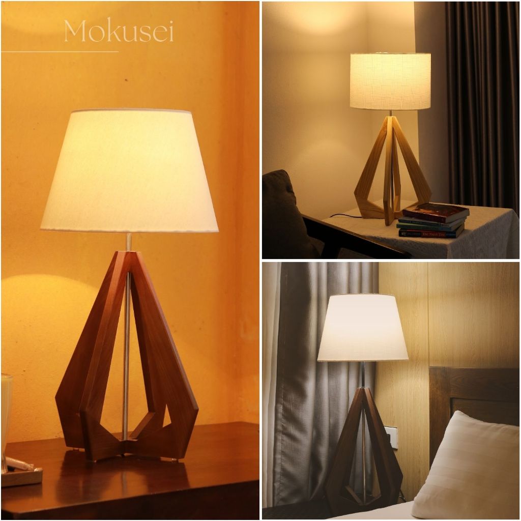 Đèn Thiết Kế Để Bàn, Đèn Gỗ Trang Trí Phòng Ngủ, Homstay, Khách Sạn, Airbnb Mokusei B06