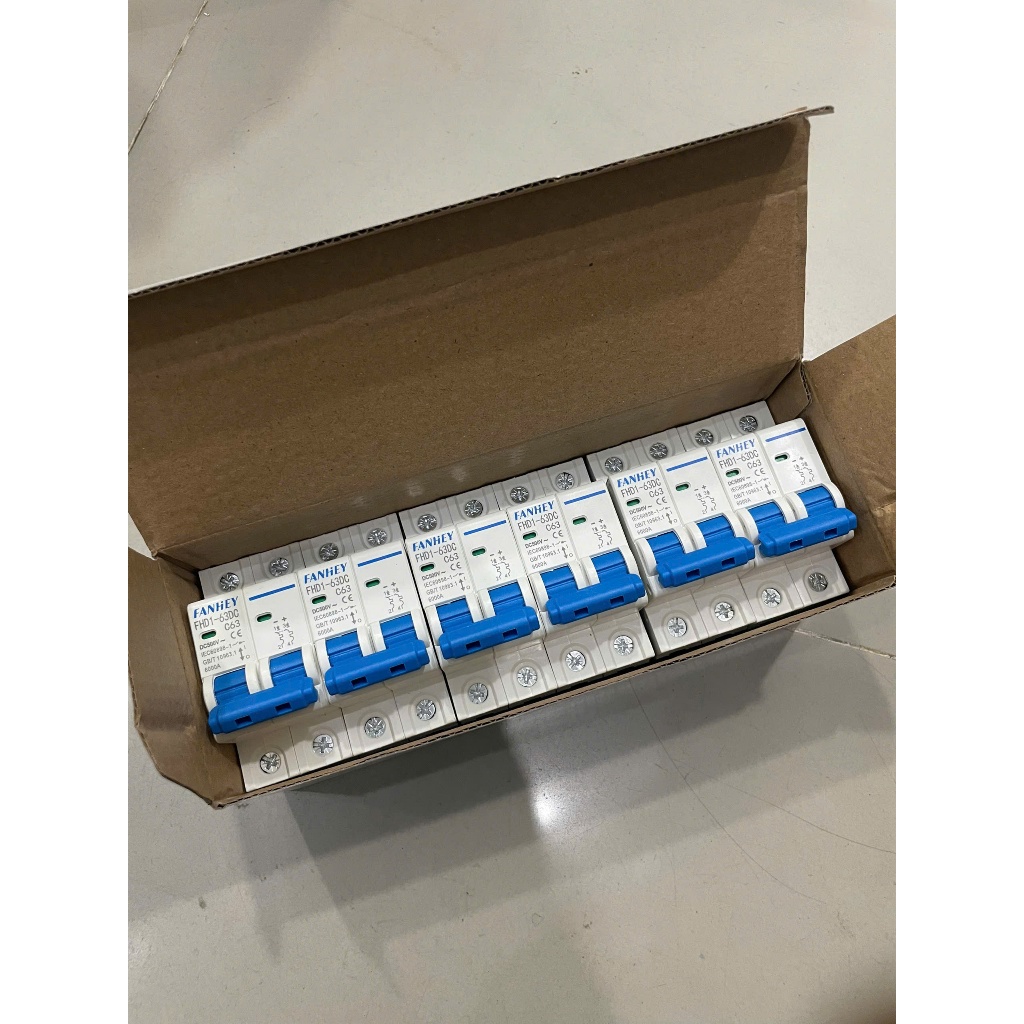HỘP 6 CÁI MCB DC,CB DC,APTOMAT DC FANHEY 63A  63 VDC,cầu dao DC FANHEY chuyên dùng cho tủ điện năng 